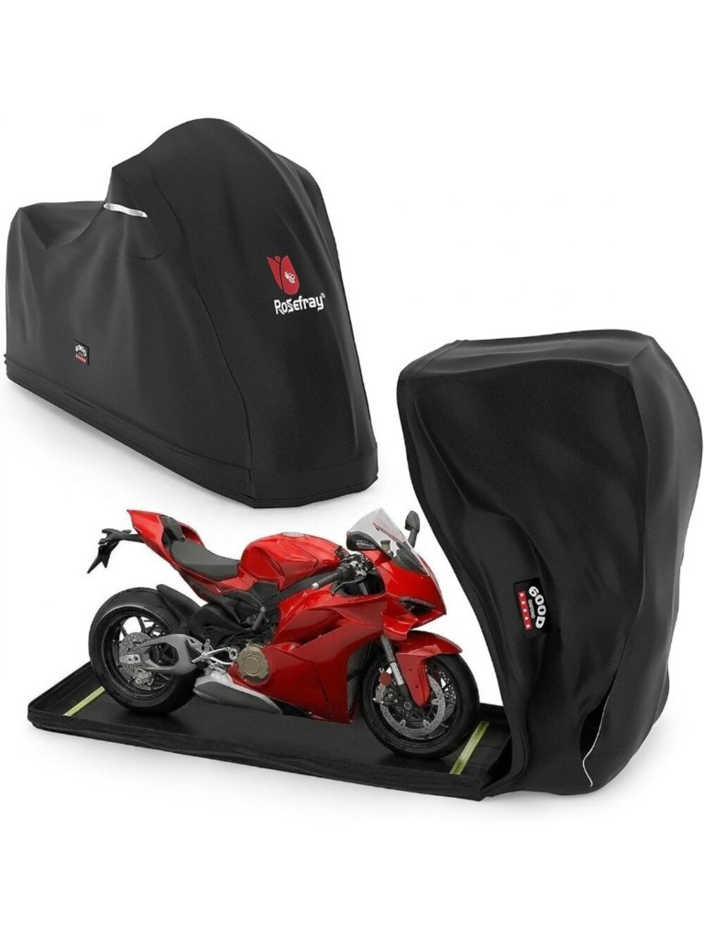 Heavy Duty Waterproof Motorcycle Cover, Full Enclosure for 108" Bikes, Outdoor